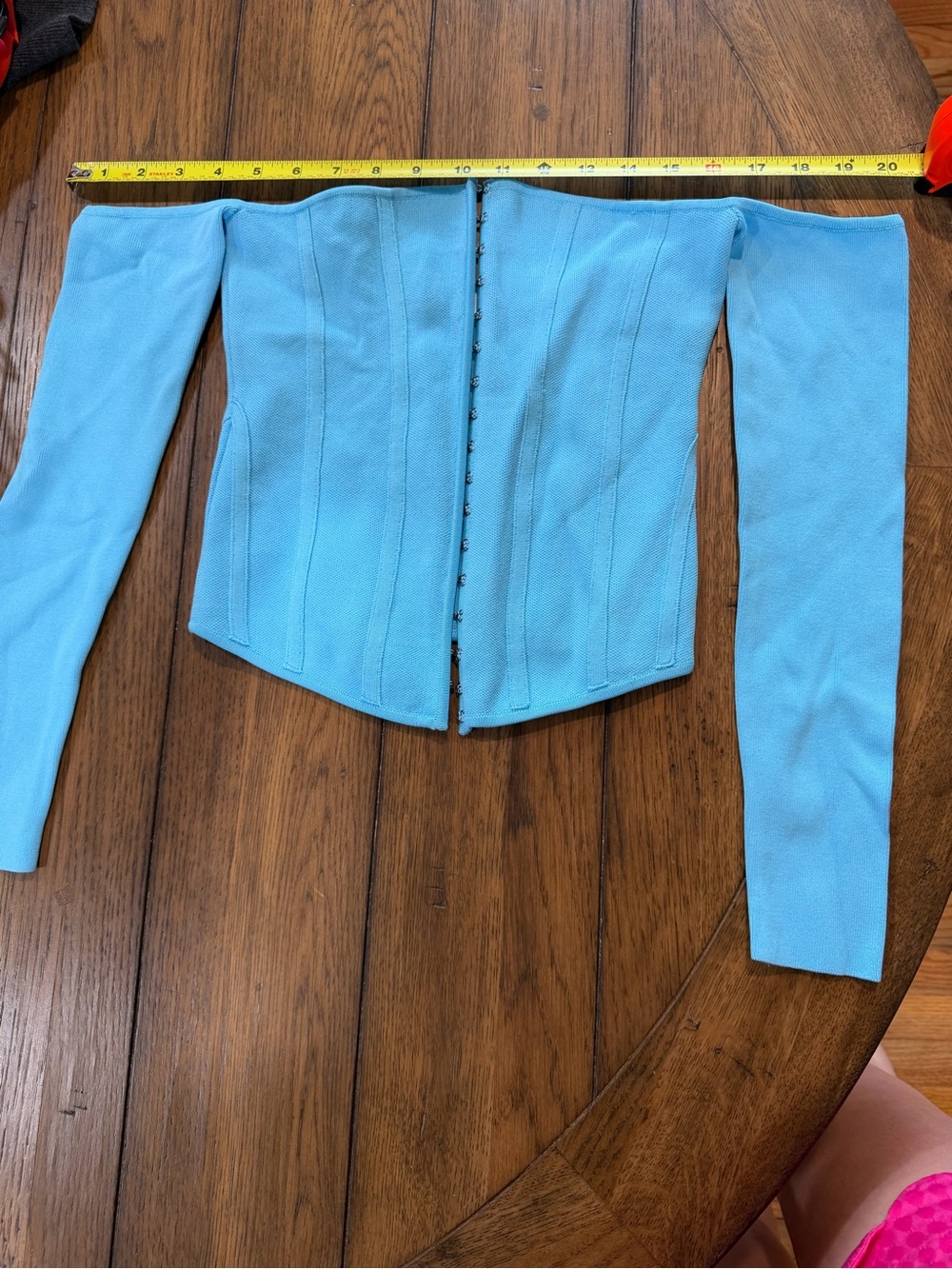 Zara Light Blue Off-Shoulder Corset Top - Picture 2 of 4
